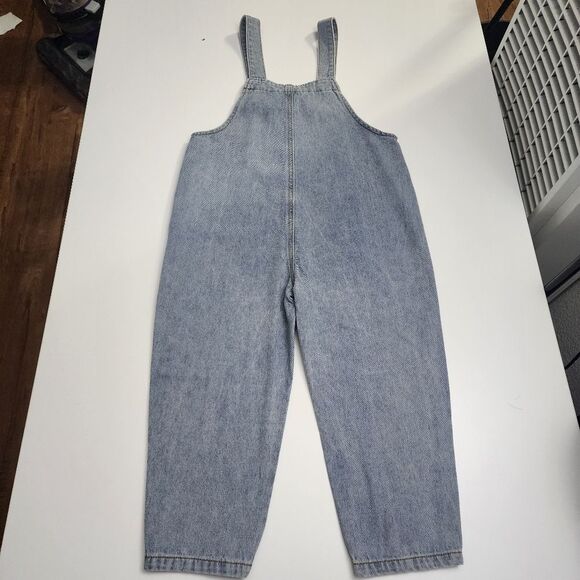 Girls Printed Hearts Blue Denim Jean Overall Pants NEW Size 6-7 - Picture 8 of 8